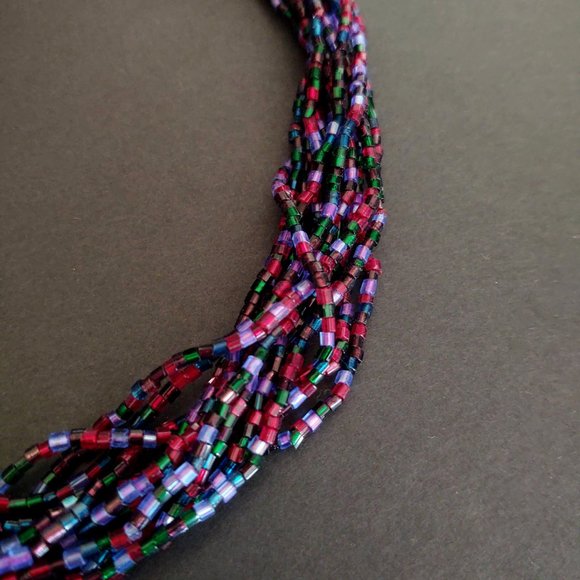 Multi strand multi colored bugle bead necklace - Picture 8 of 12